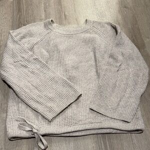 Cozy Waffle Knit Sweater with Tie Detail